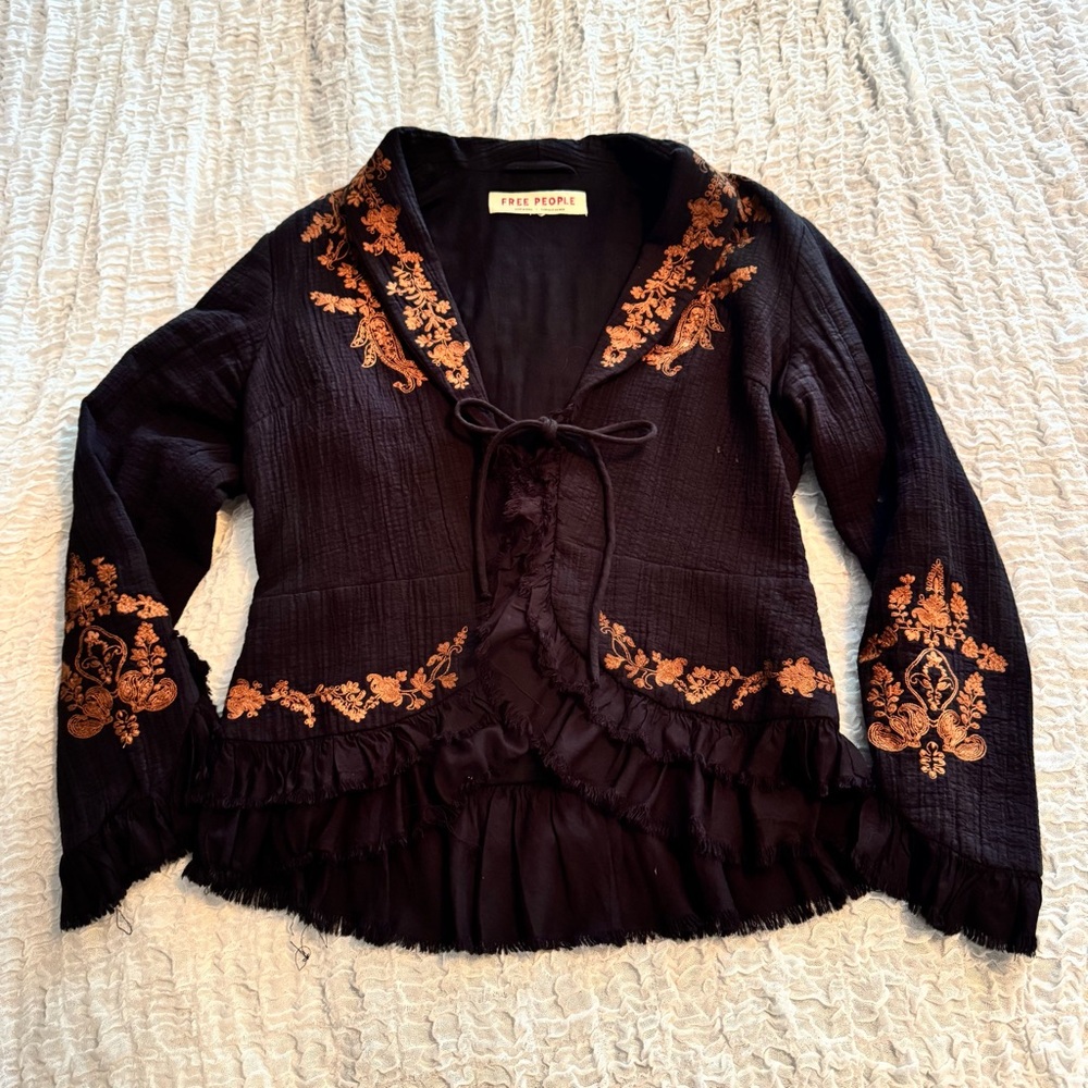 Free People Willow Bed Embroidered Jacket